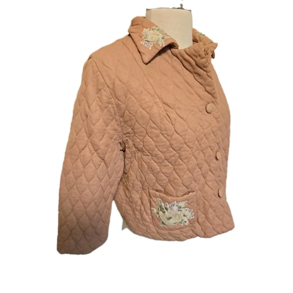 1950s Vintage Womens Crop Jacket Quilted Floral‎ Applique